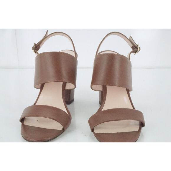 Kate Spade Brown Leather Irvine Ankle Slingback Strap Sandals  Block - Picture 7 of 11